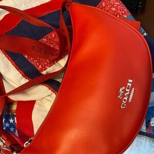 Coach Vibrant Red Leather Shoulder Bag excellent